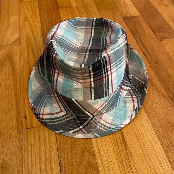 Plaid Fedora hat blue/red/white/gray GRANULE - Picture 2 of 4